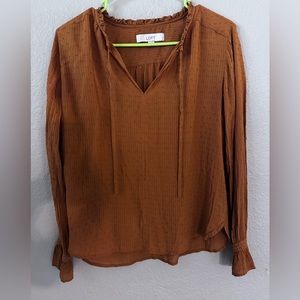 Loft - Long Sleeve Blouse - Burnt Orange - Size XS